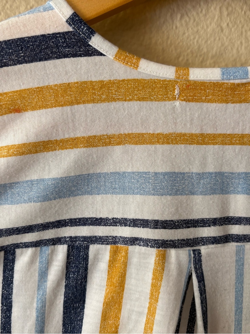 Eden & Olivia Stripe Pullover Blouse White Navy Mustard Split Neck Casual Top S - Picture 8 of 12